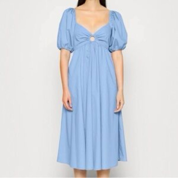 Abercrombie & Fitch O-Ring Puff Sleeve Midi
Dress Tie Back Bow Blue Size XS - Picture 1 of 16